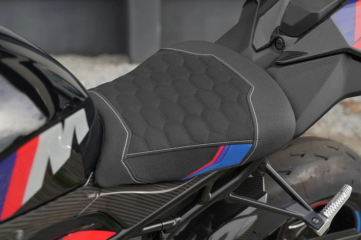 Luimoto seat cover on BMW motorcycle
