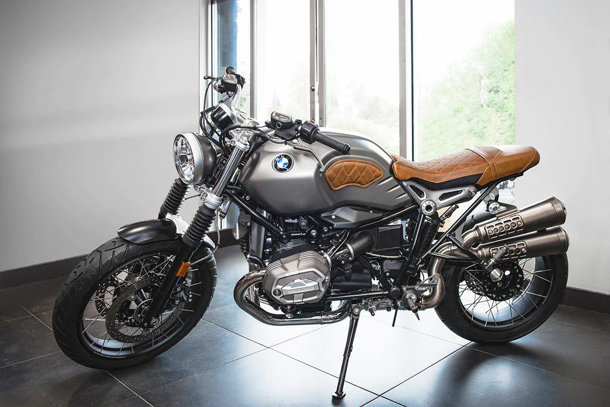 BMW R-nineT with Luimoto tank grips installed
