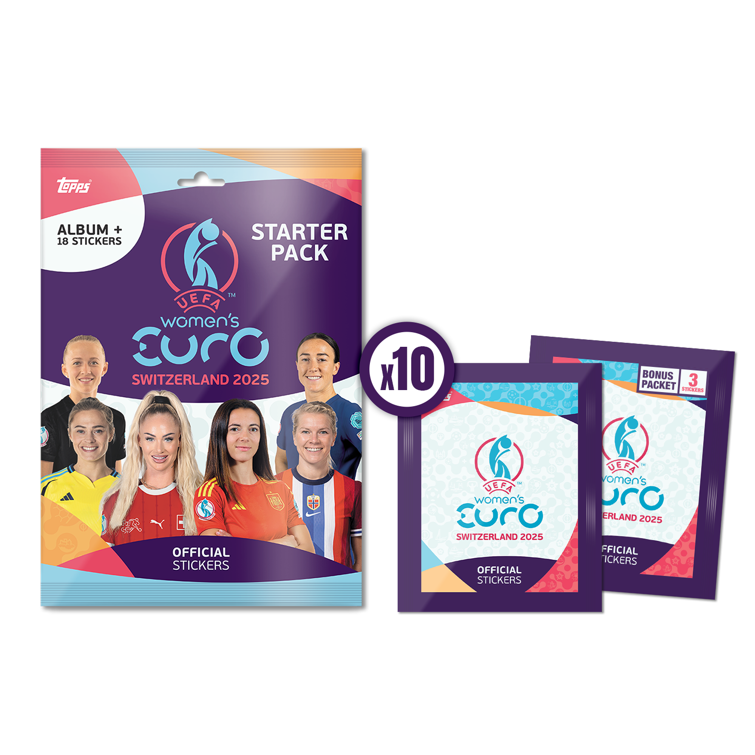 Collection sticker officielle Topps Euro 2025 Féminin - Kit de démarrage offre groupée