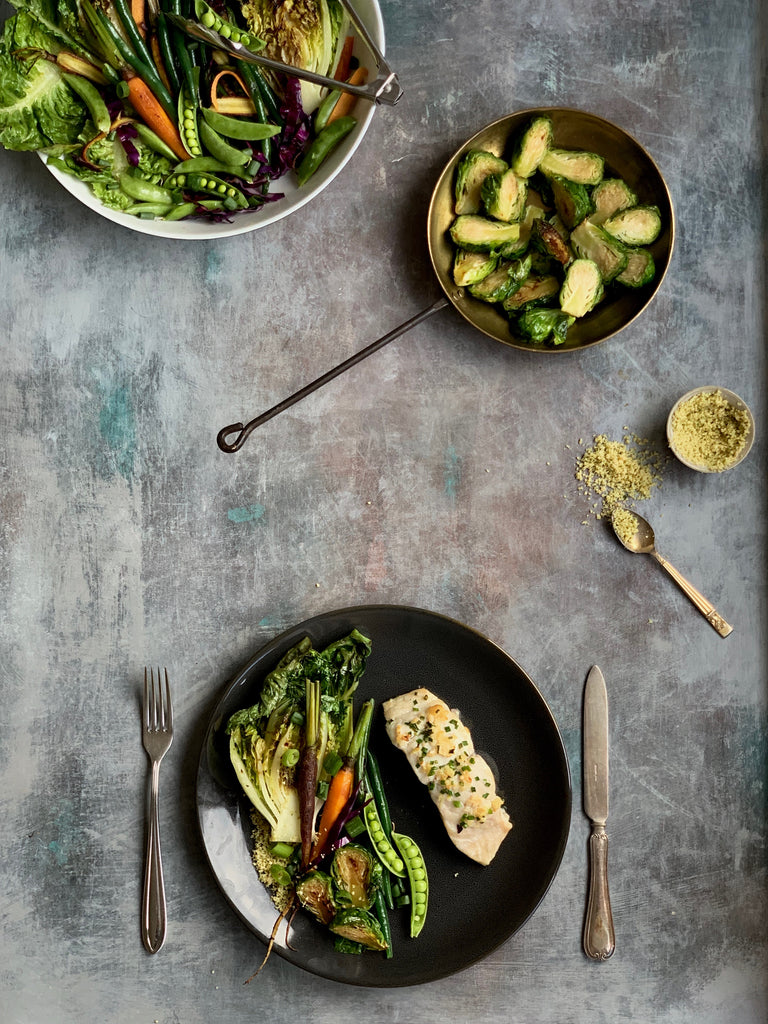 fish and charred lettuce salad recipe