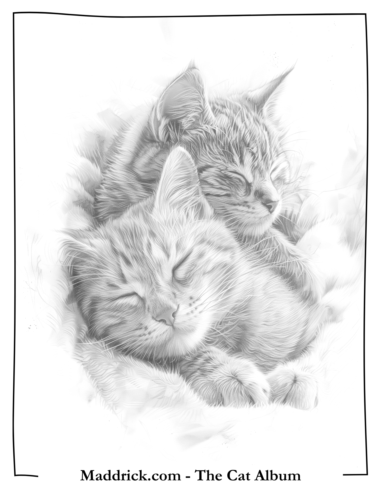 Coloriage gratuit de chats endormis du livre de coloriage de l'album The Cat