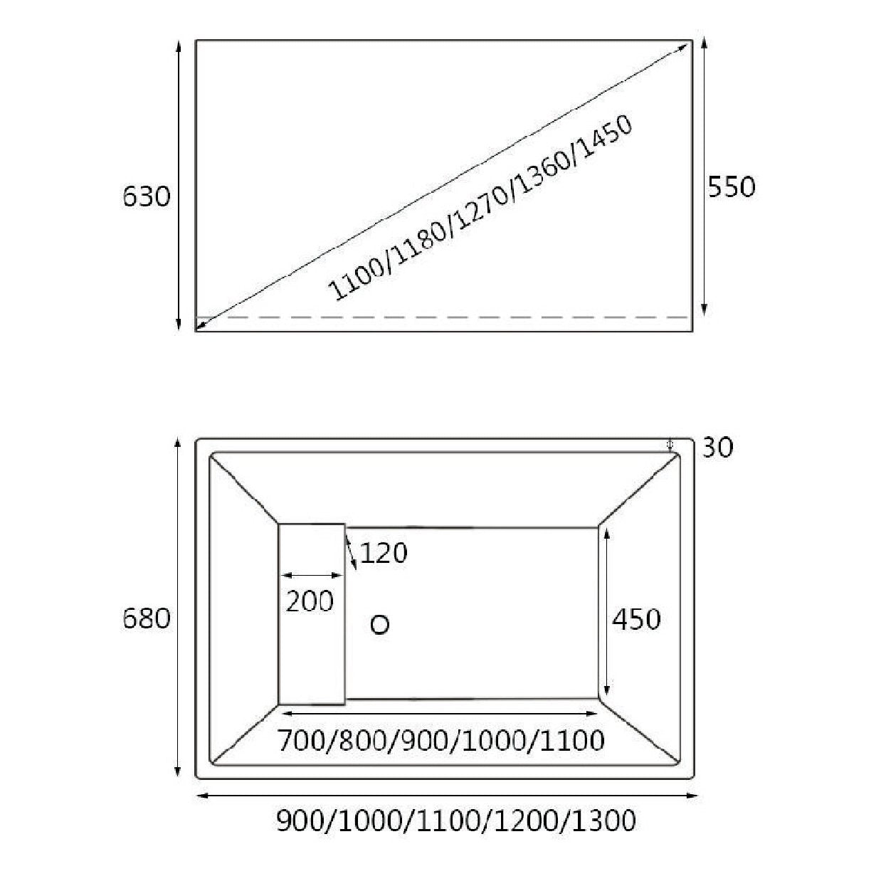 bathtub square shape