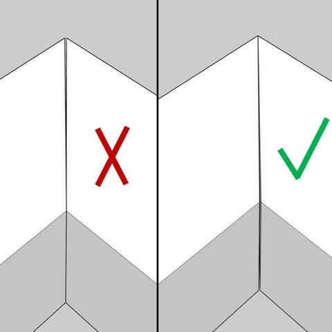 Miters should be cut slightly off angle to make sure the outside edges make contact and do not show a gap.