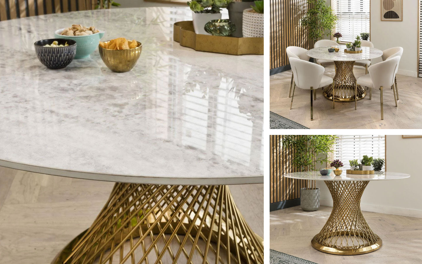 Sunburst Ceramic Dining Table - White 135cm
