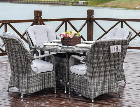 Cordella Outdoor Wicker Dining Set - 5 Pc, 4 Chairs