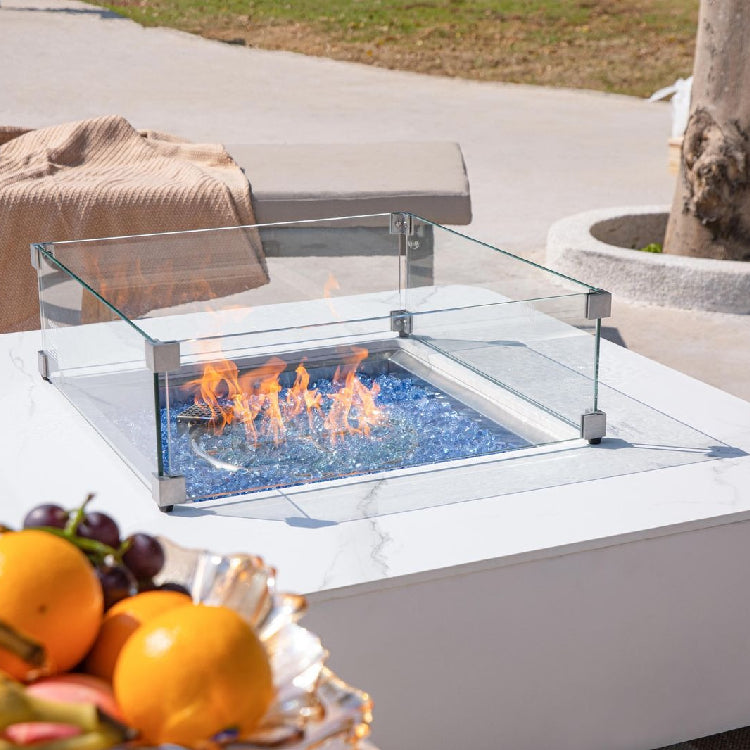 Elementi Plus - Annecy Marble Porcelain Fire Table OFP101BW