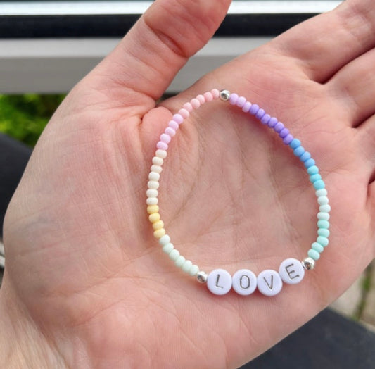 Colour spectrum beaded friendship bracelet