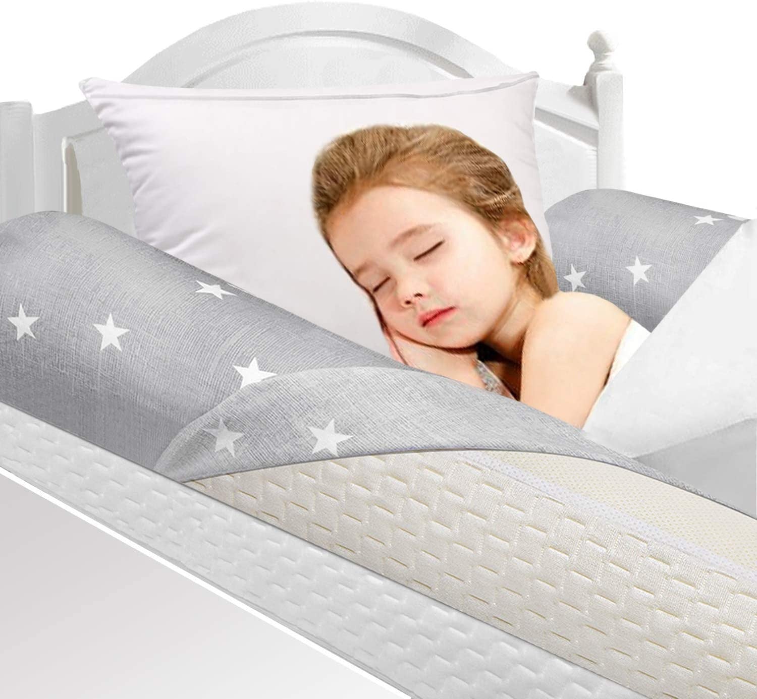 Barandillas de cama para niños 150CM, barandilla de seguridad para niños  portátil, altura ajustable, protección contra