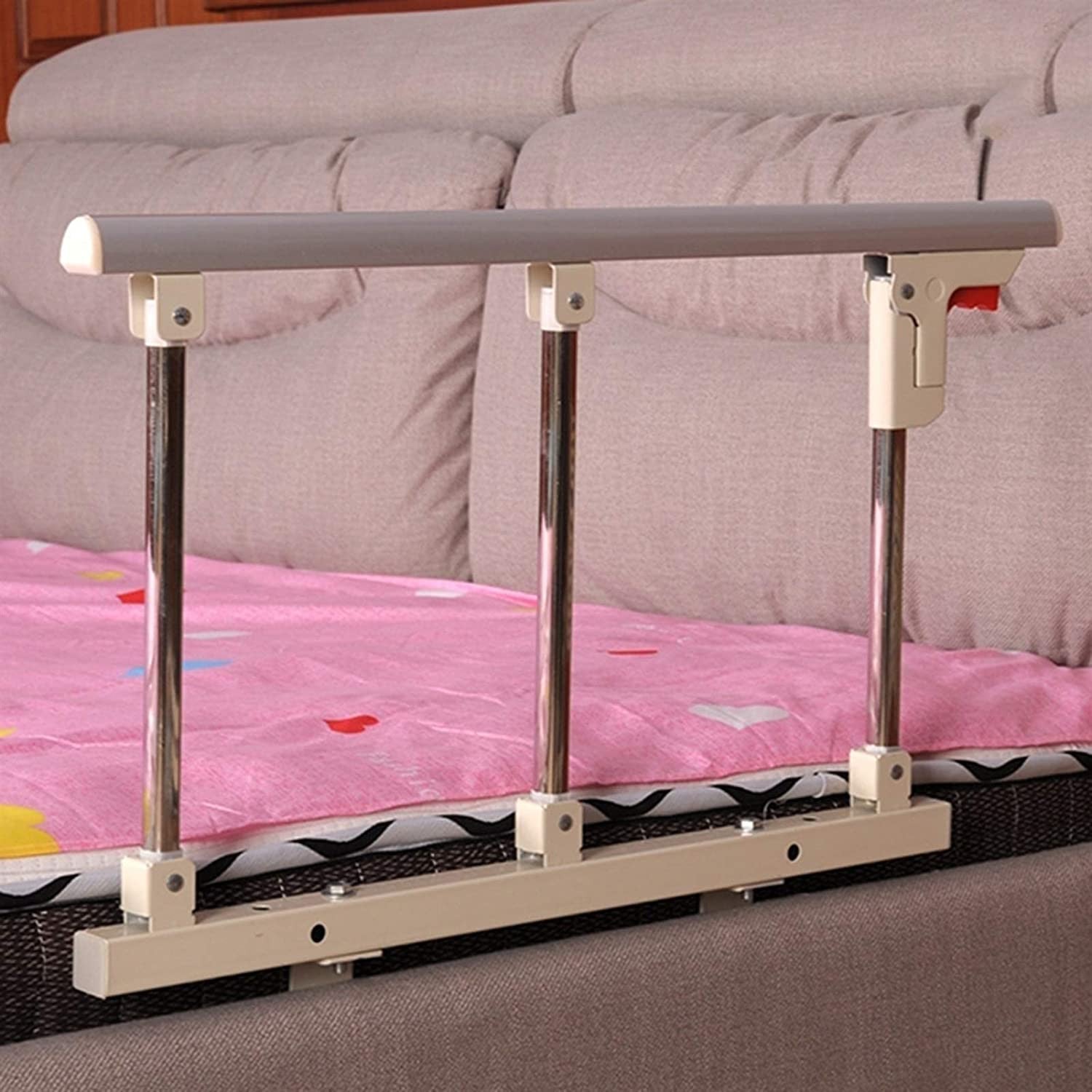 Barrera de Seguridad Cama niño Barandilla de Cama bebés Protectores con  Altura Ajustable de 5 Orificios para Camas de niños Camas 120 cm Gris