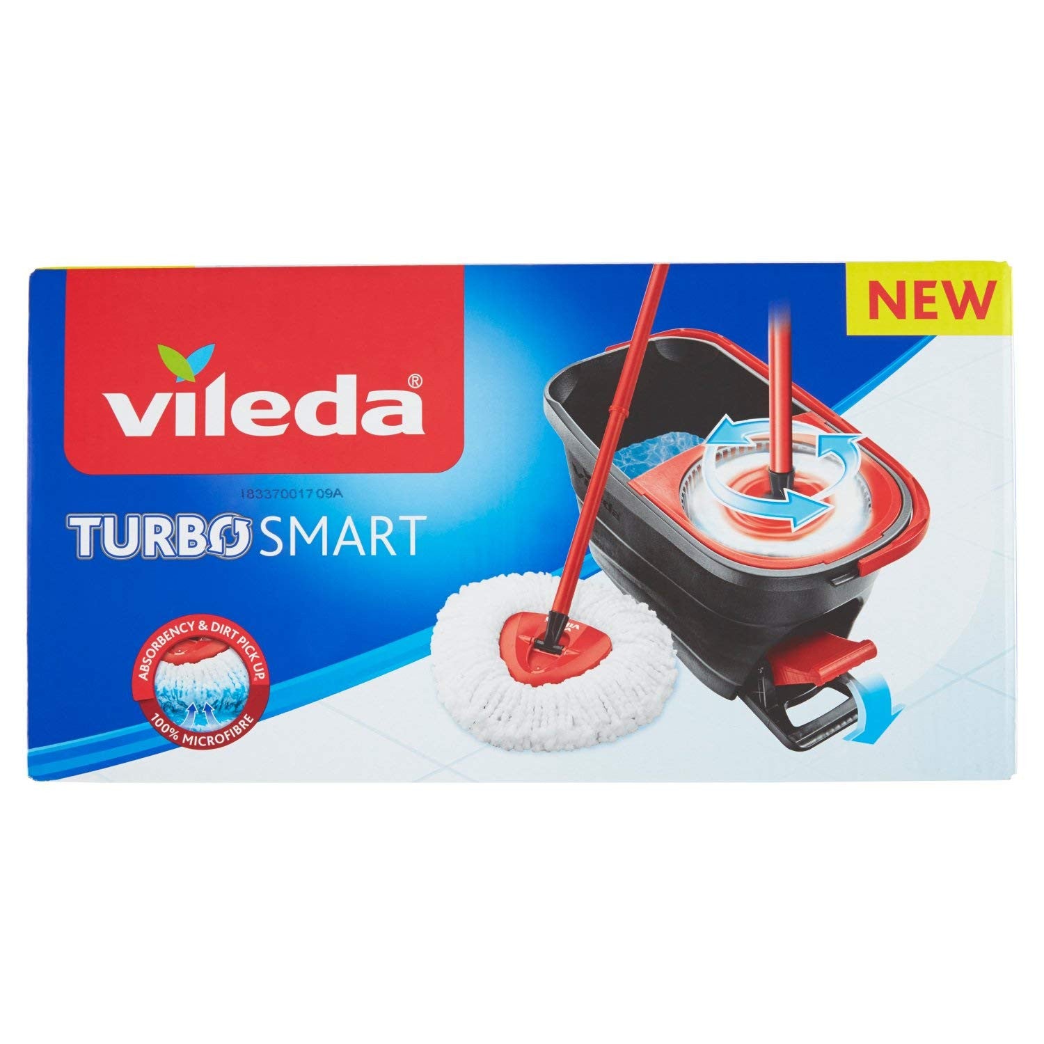 Juego de cubo de fregona giratoria con pedal Vileda Turbo - Mango  telescópico 85 - 123 cm - Cabezal