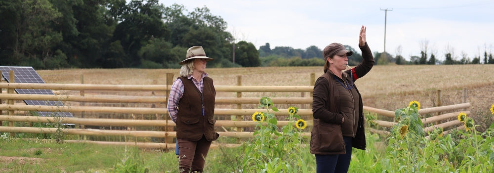 Jules Morgan of Teach Your Gundog with a handler demonstrating the stop whistle