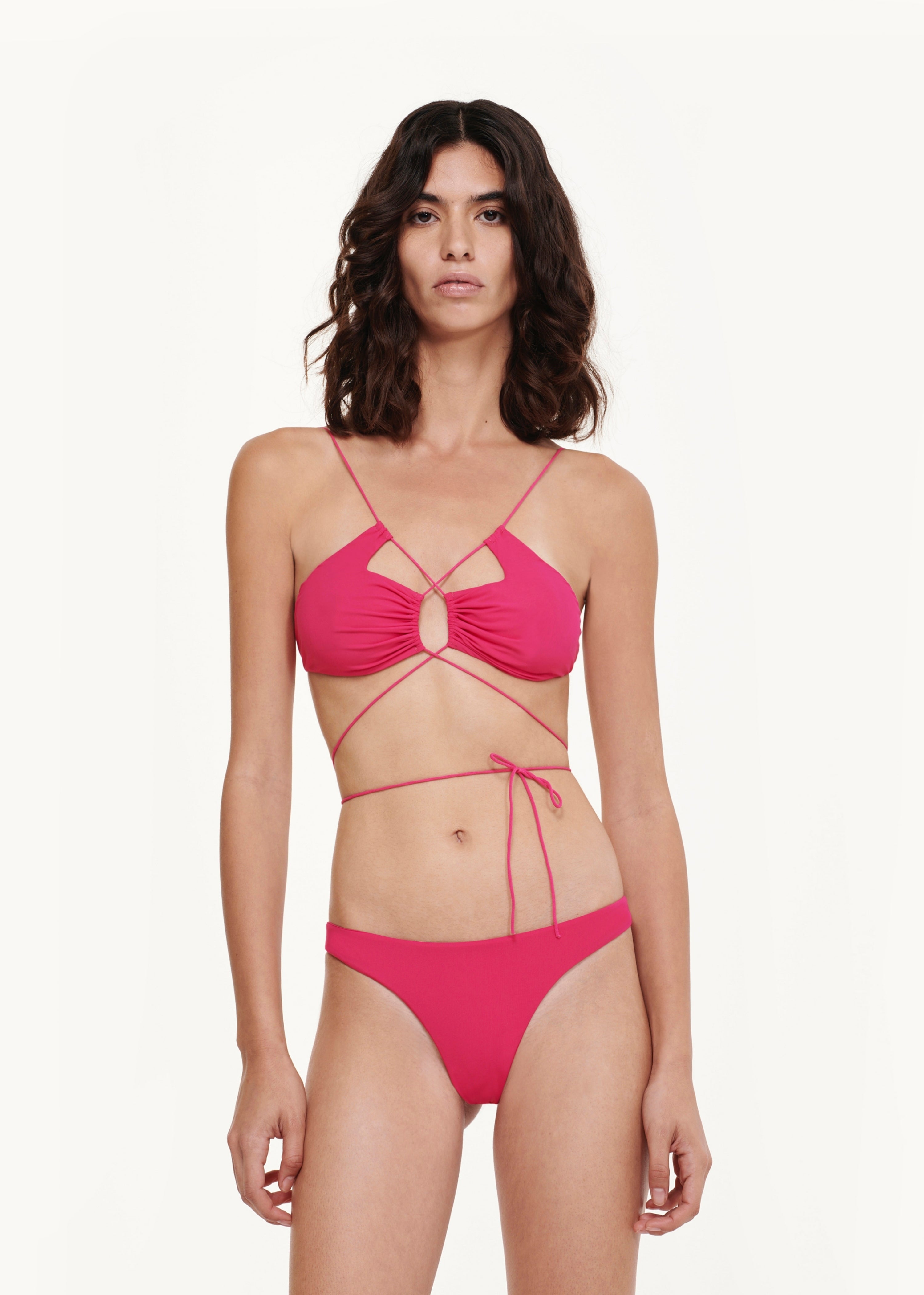 Romy Triangle Thong 2 Piece Bikini - Hot Pink