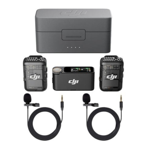 Micrófono DJI Mic 2 - 2 Person Clip-On Sistema de micrófono inalámbrico digital con Estuche de Carga 2x Micrófonos Lavalier Turnstile Condenser