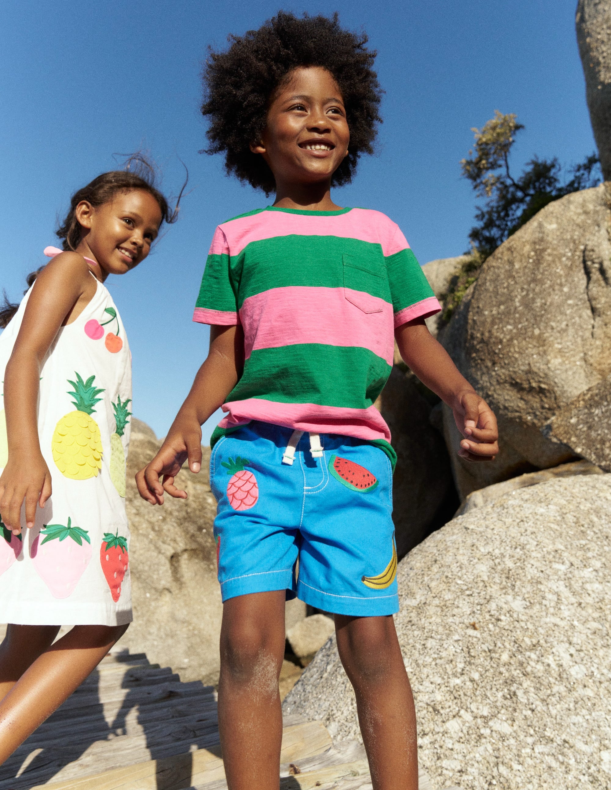 Boden Pullon Cotton Shortsfruit Embroidery Boys