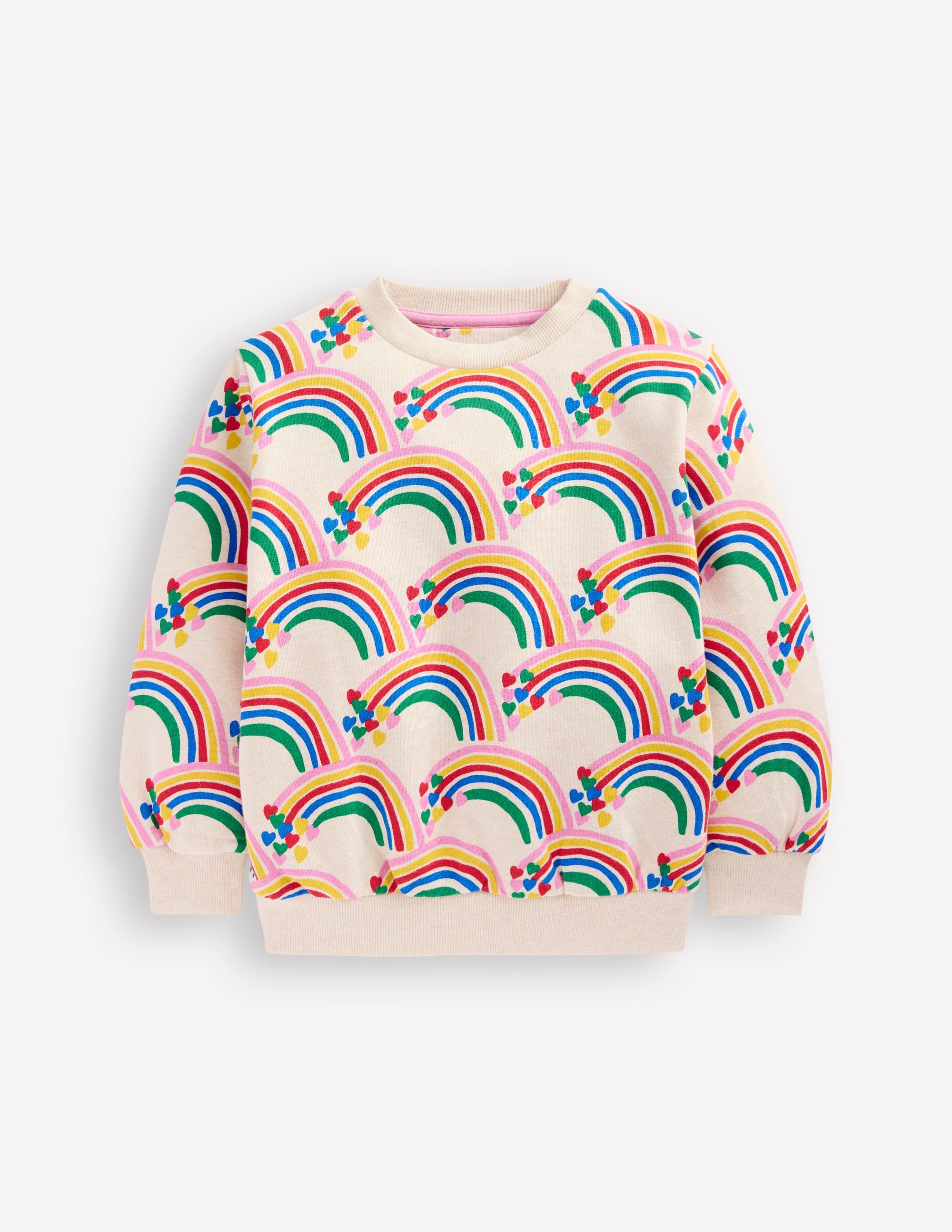 Sweat imprimé-Cœurs arc-en-ciel avoine chiné - Boden - Modalova