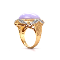 26.27 Lavender Jadeite Cabochon Cocktail Ring in 14k Yellow Gold