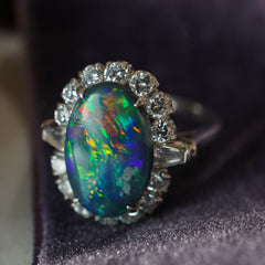 Vintage Mid-Century Opal Cocktail Ring
