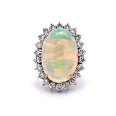 Vintage Opal and Diamond Cocktail Ring