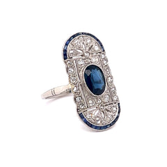 Art Deco Sapphire & Diamond Dinner Ring
