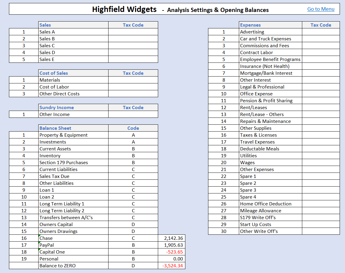 Accounting Spreadsheet General Ledger