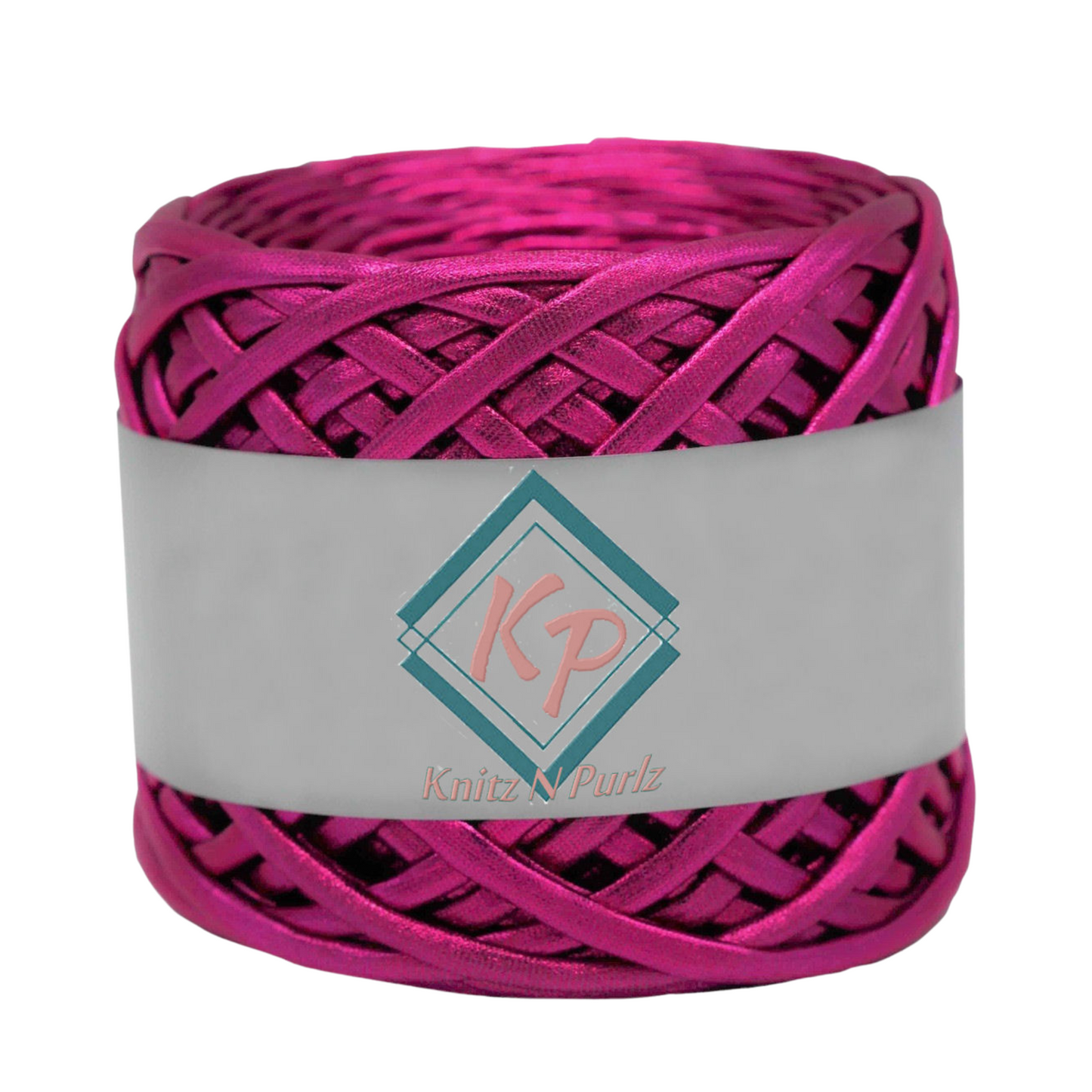 Metallic T-shirt yarn for crocheting baskets, bags, rugs and home decor.