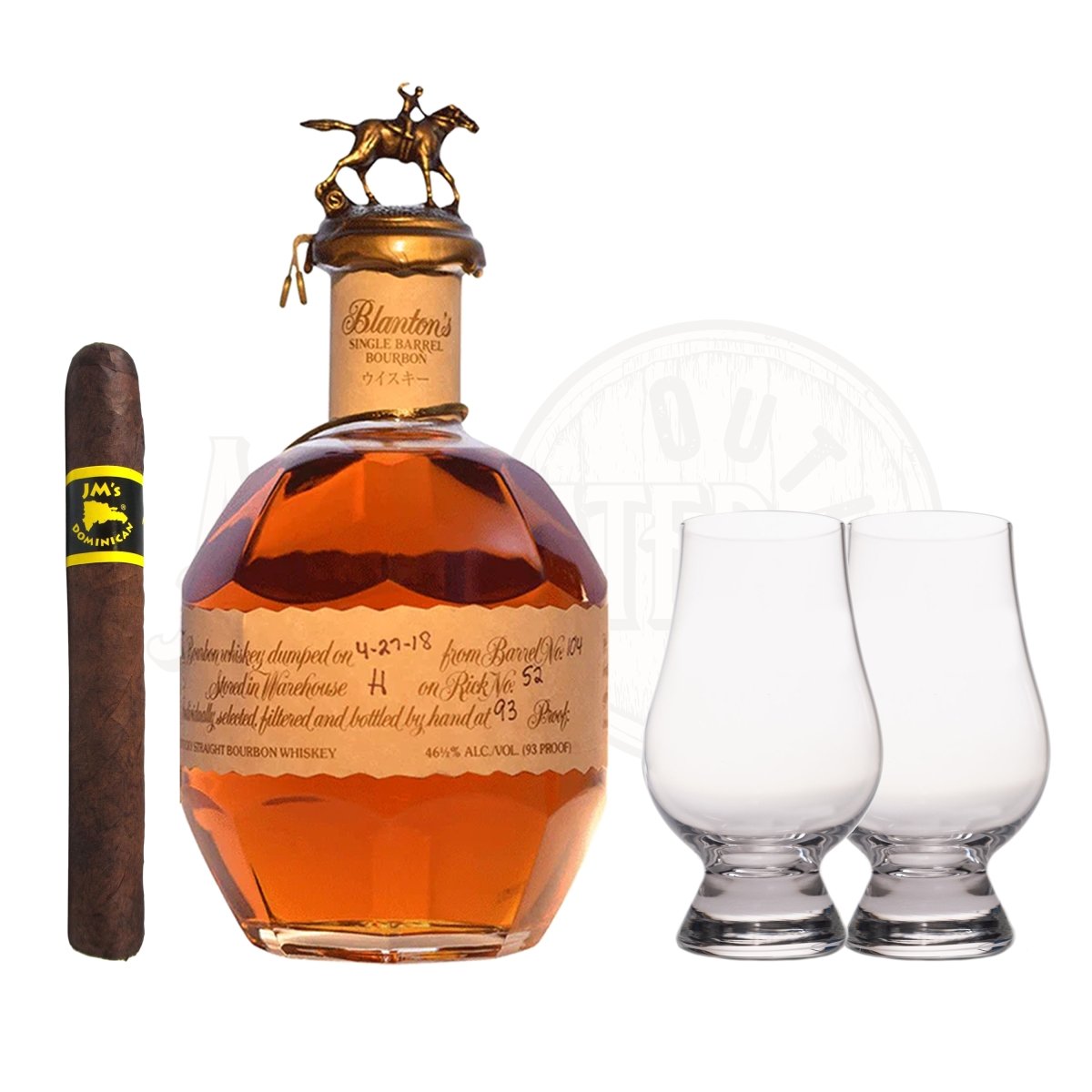 Blanton's Red Label with Glencairn Set & Cigar Bundle