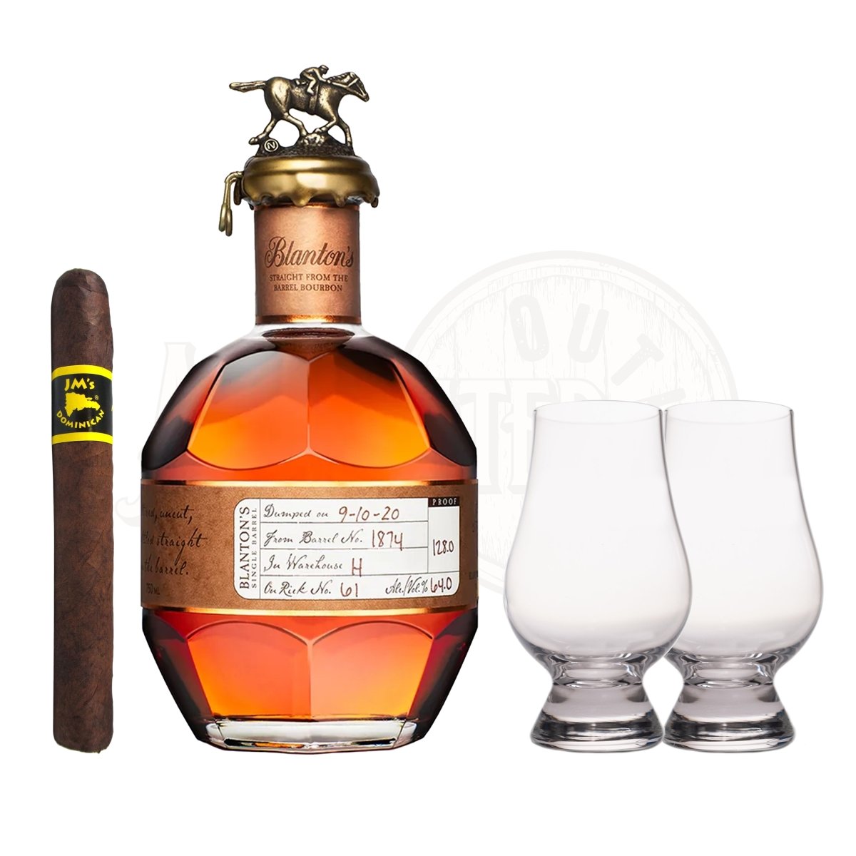 Blanton's Straight from The Barrel with Glencairn Set & Cigar Bundle