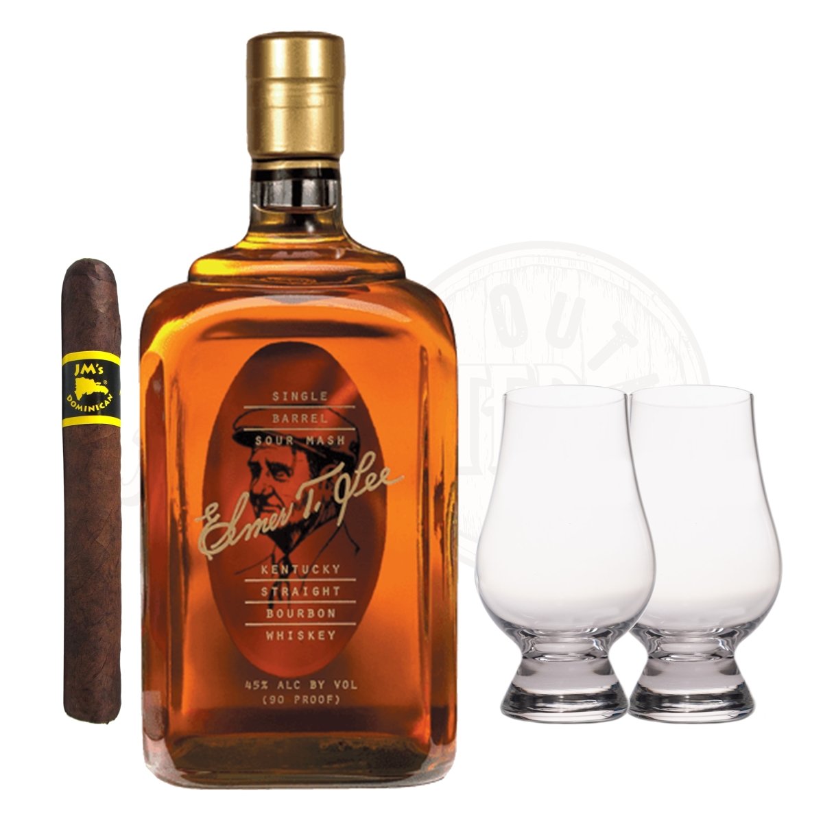 Elmer T. Lee Bourbon with Glencairn Set & Cigar Bundle