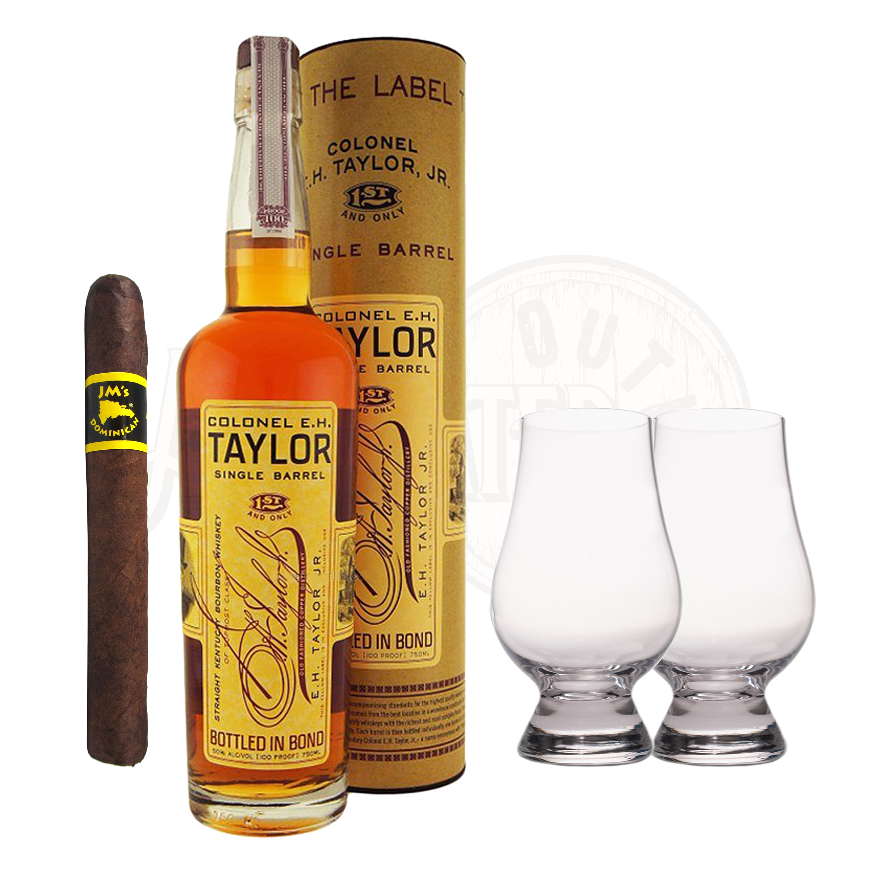 E.H. Taylor Single Barrel Bourbon with Glencairn Set & Cigar Bundle