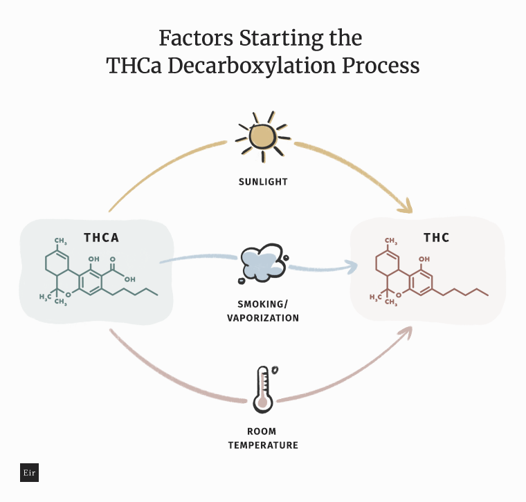 THC decarboxylation process