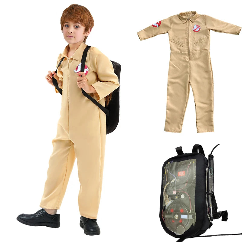 Halloween Ghostbusters Movie Inspired Costume Themed Cosplay Uniform Jumpsuit Outfit with Accessory Bag Ideal Adults Kids Good Vibrations