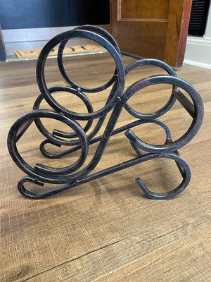 Bronzed Metal 3-Bottle Wine Rack - BinxBerry Consignment