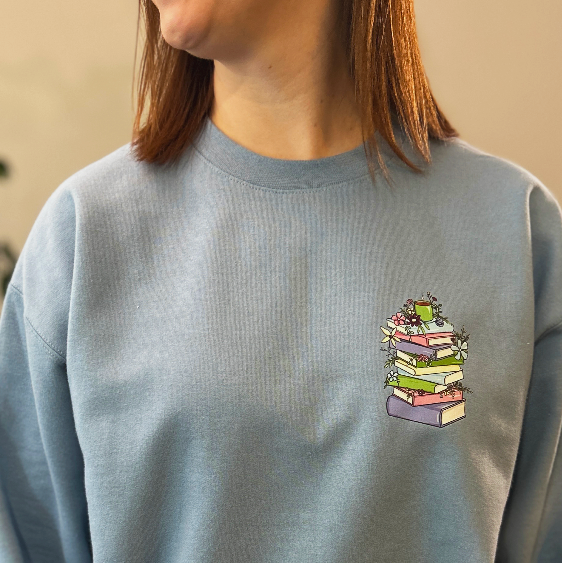 image for The Flower Book Stack Crew Sweatshirt