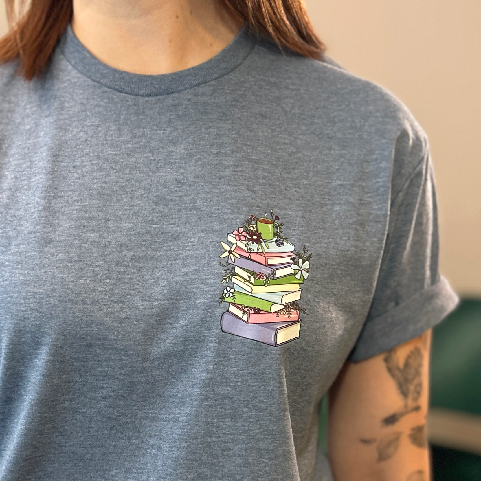image for The Flower Book Stack T-Shirt