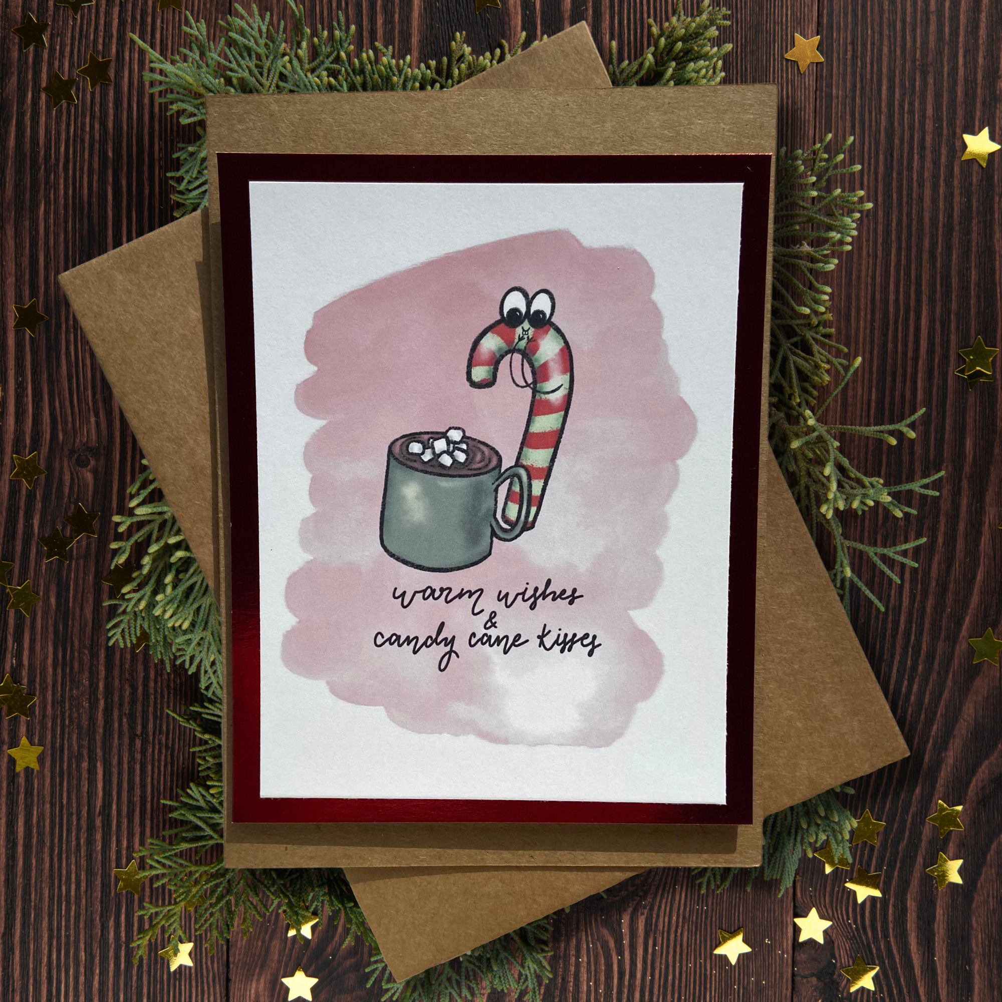 image for Candy Cane Illustrated Christmas Card