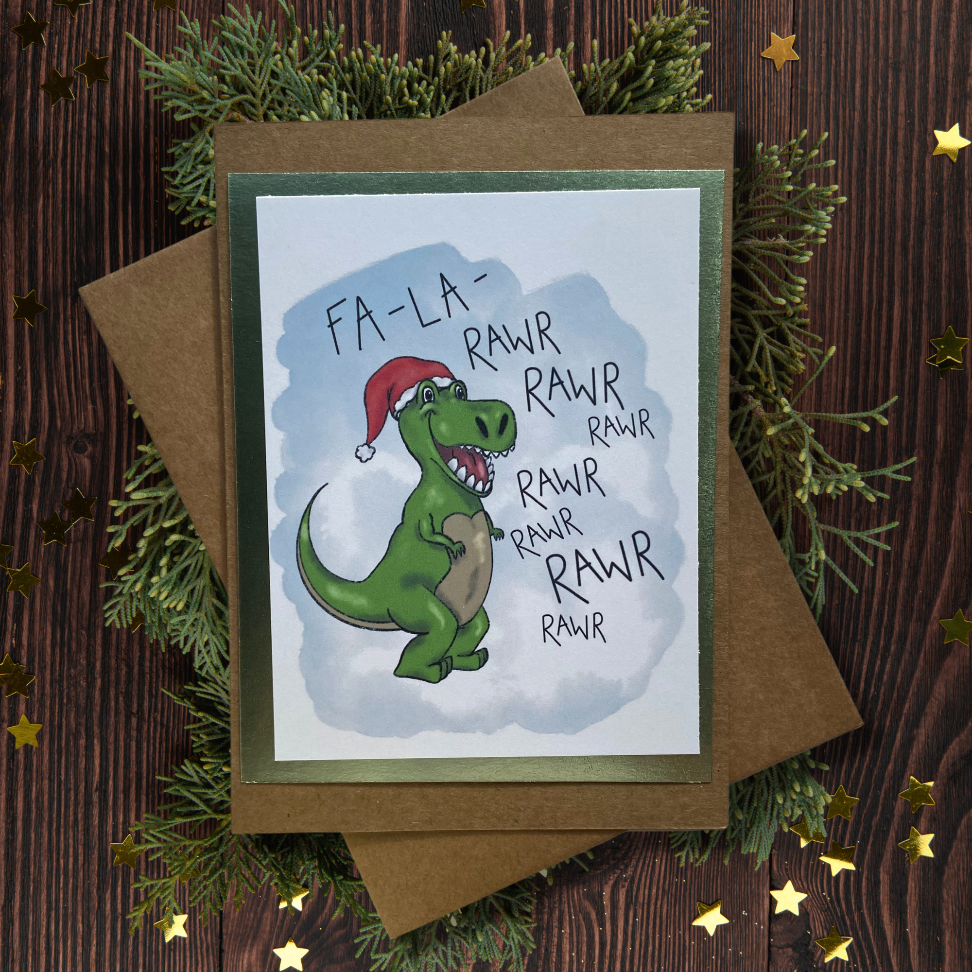 image for T-Rex Illustrated Christmas Card