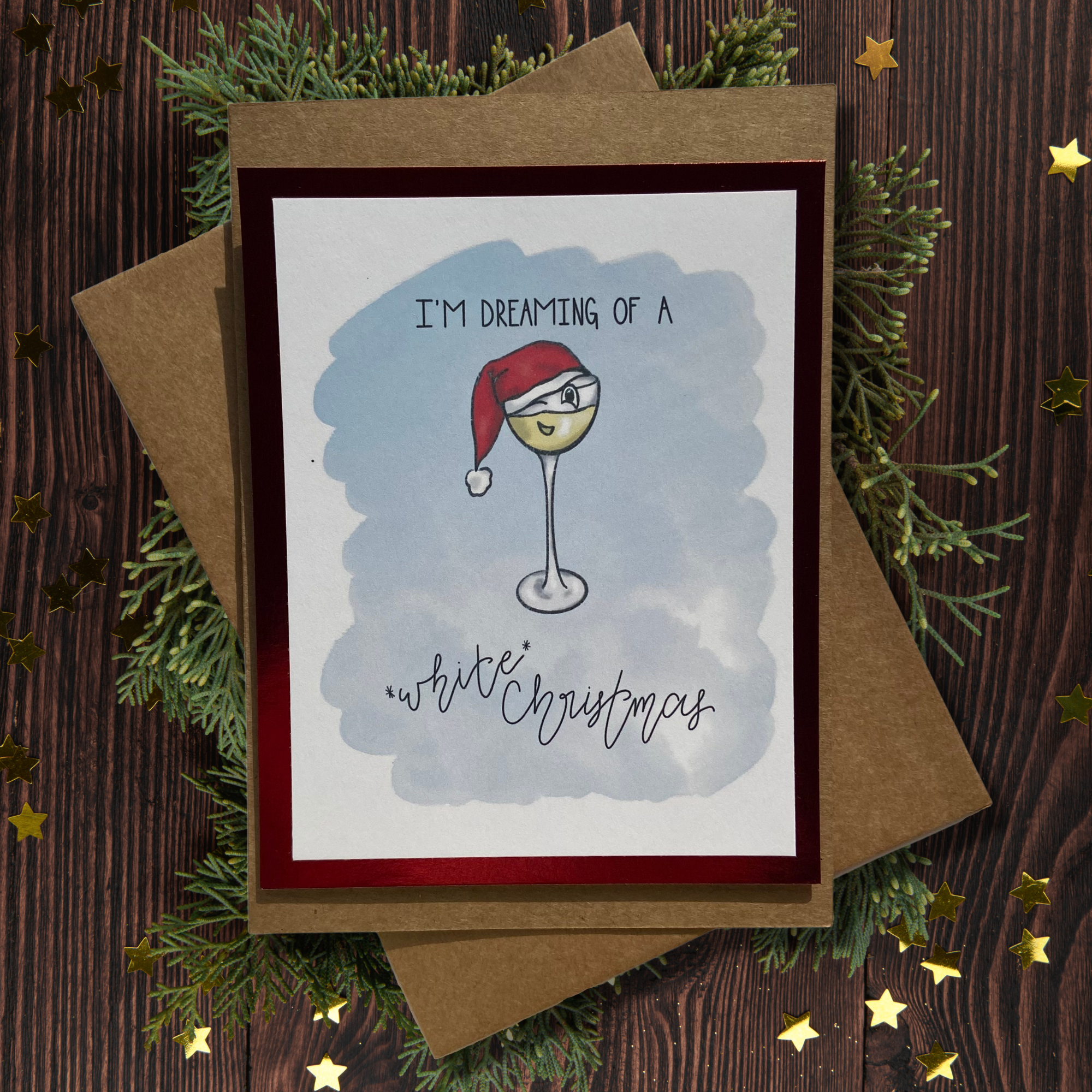 image for White Wine Illustrated Christmas Card