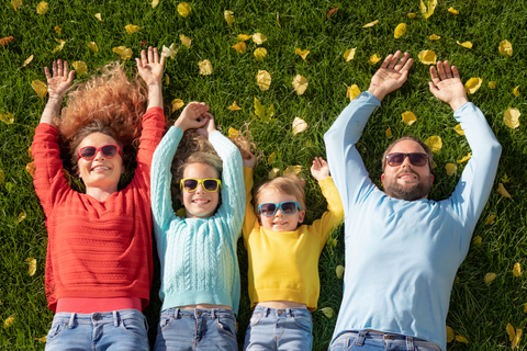 Happy healthy family in nature