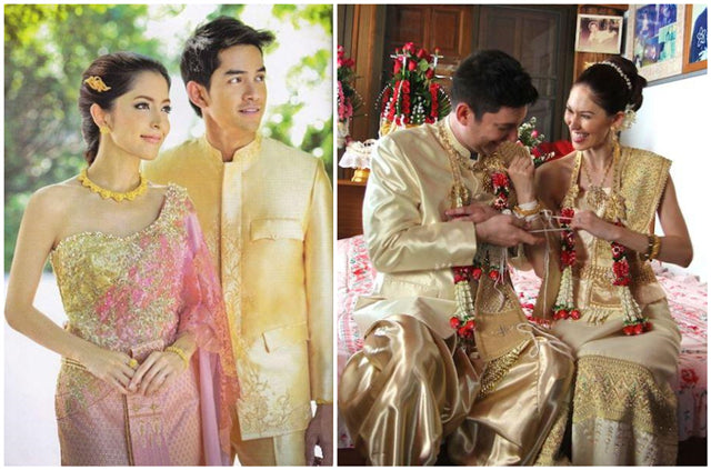 2 traditionelle thailändische Hochzeitskleider