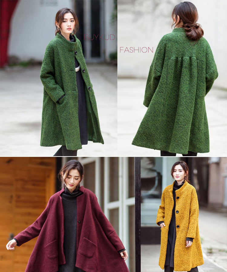 Loose Single Breasted Wool Coat