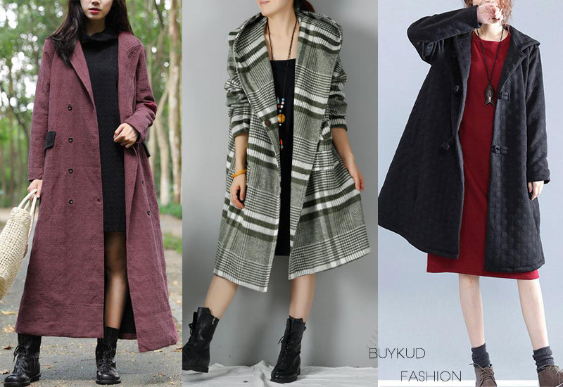 Kleid, schwarzer Mantel, langer Mantel, Wintermantel, Gittermantel