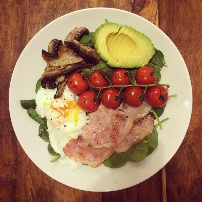 Avocado + Bacon + Cherry Tomato + Poached Egg + Mushroom