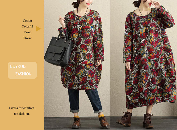 Casual Cotton Colorful Print Dress