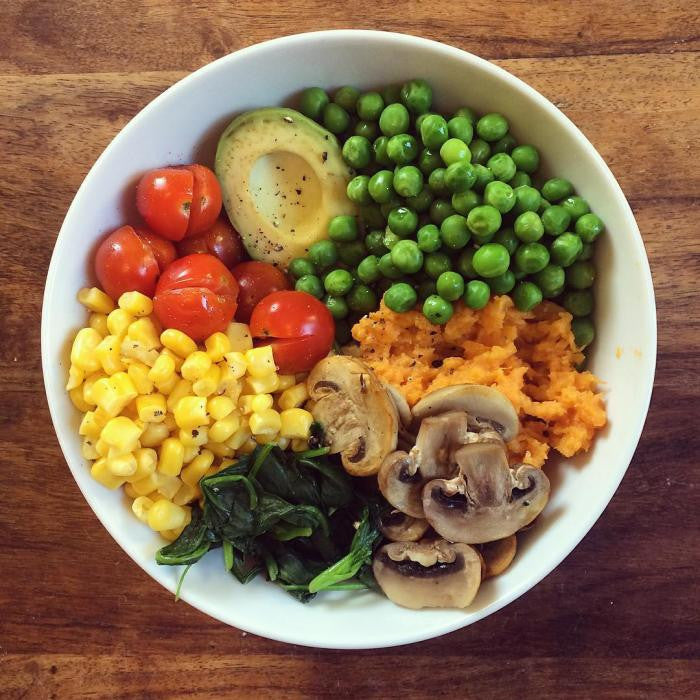 Cherry Tomato + Green Soybean + Corn + Spinach + Mushroom + Sweet Potato