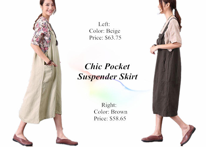 Chic Pocket Suspender Skirt