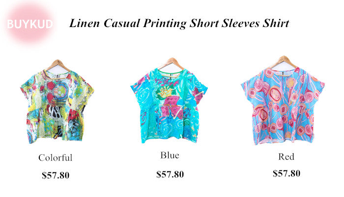 Linen Casual Printing Short Sleeves Shirt