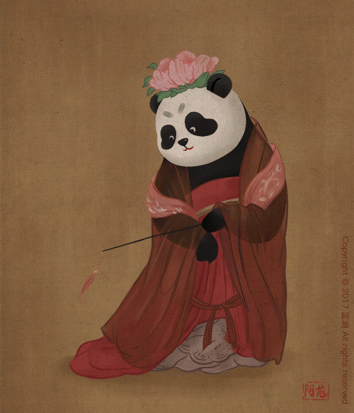 Panda und alte chinesische Malerei-6