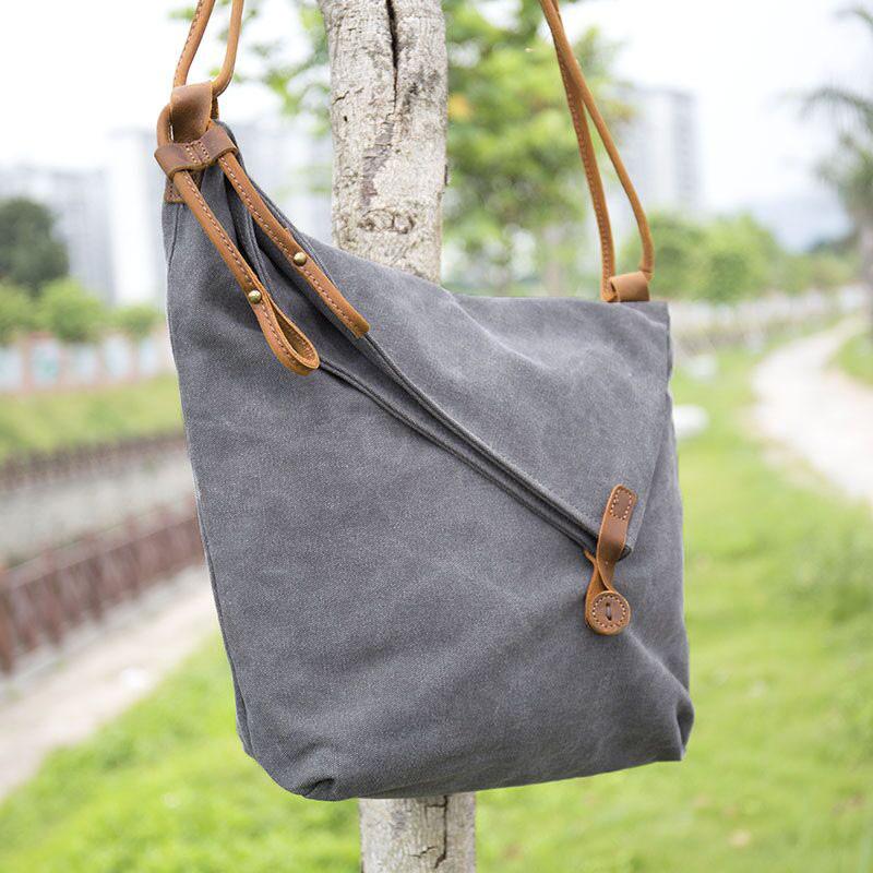 Women Canvas Leather Crossbody Bag