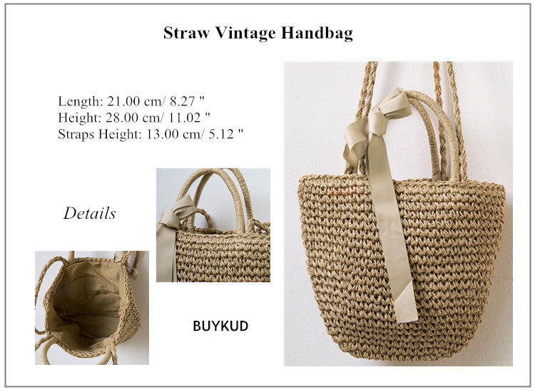 Women Casual Straw Vintage Handbag