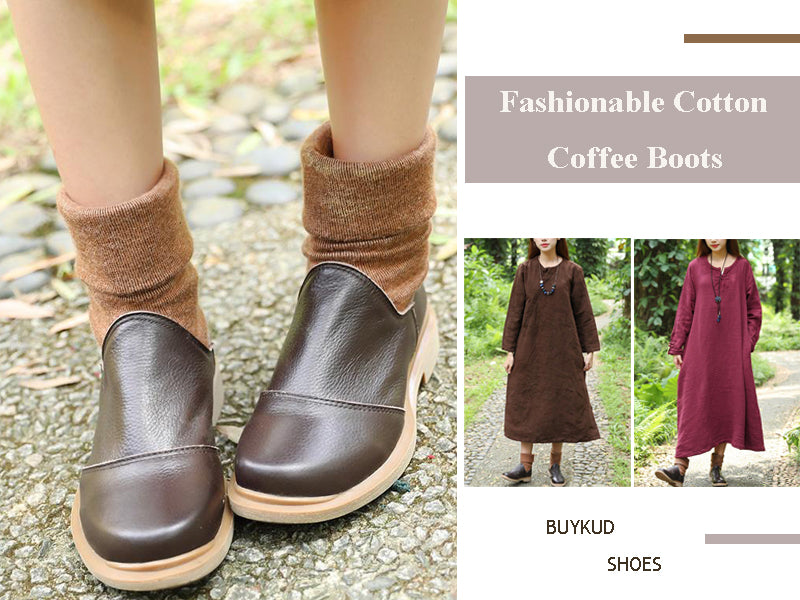 Women Winter Fashionable Cotton Coffee Boots Shoes